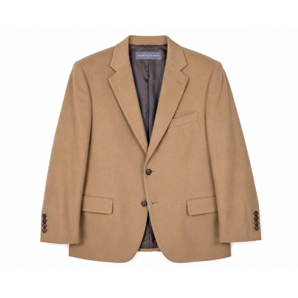 Oscar de la Renta Blazer Mens 46L Cashmere Wool Camel Tan Sport Coat Luxury